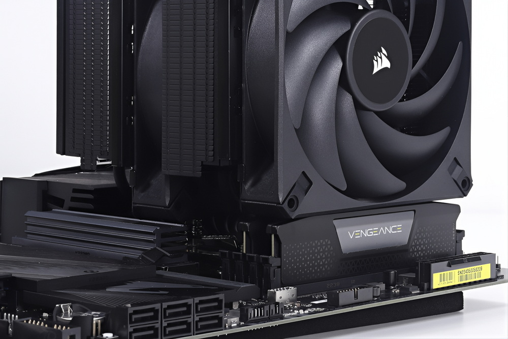 CPUの周辺にはさまざまな部品が取り付けられている。多くの製品がこれらの部品に干渉しないように配慮した設計になっているが、マザーボードのヒートシンクが大きいハイエンドモデルや背の高いメモリモジュールなどは要注意