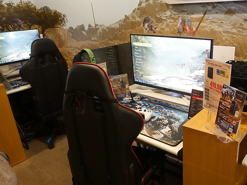 GALLERIAの「モンスターハンターワイルズ動作確認済PC」を試遊機として設置 ©CAPCOM