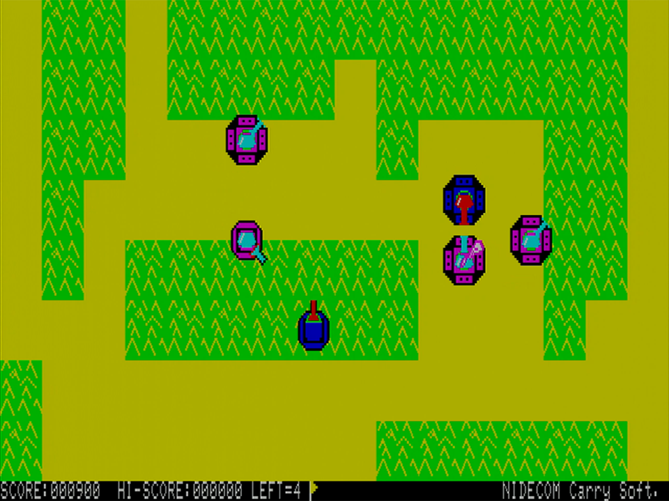 草原戦と名付けられた2番目のエリアには、戦車と装甲車が出現します。ここから先は、これらの乗り物を利用しないと先に進むことが困難に。