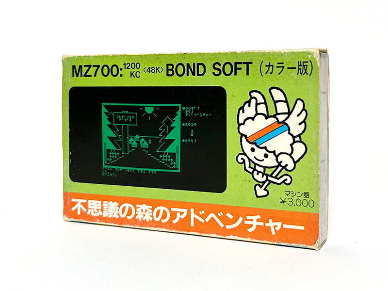 パッケージはこの時期としてはオーソドックスな、カセットテープケース大の外装に画面と説明が配置されているシンプルなものでした。ちなみに、A面にはMZ-700用カラー版が、B面にはMZ-80K/C/1200用のモノクロ版が保存されています。