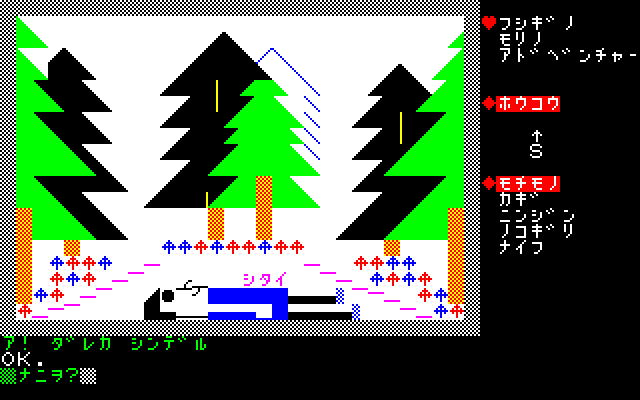 各所には、さまざまなアイテム(?)が落ちています。すべてを拾うと持ち物が一杯になってしまうので、厳選して集めるか、それとも使わないものは適宜置いていくか……。