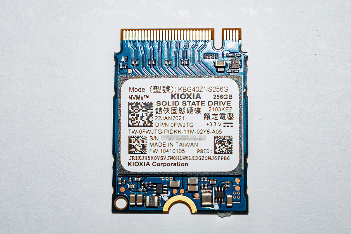 Dell XPS 13 9305に搭載されていたキオクシア KGB40ZNS256G