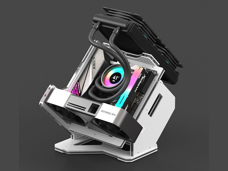 「GEEEK Rhino S Mini ITX Open Air Frame Case White」