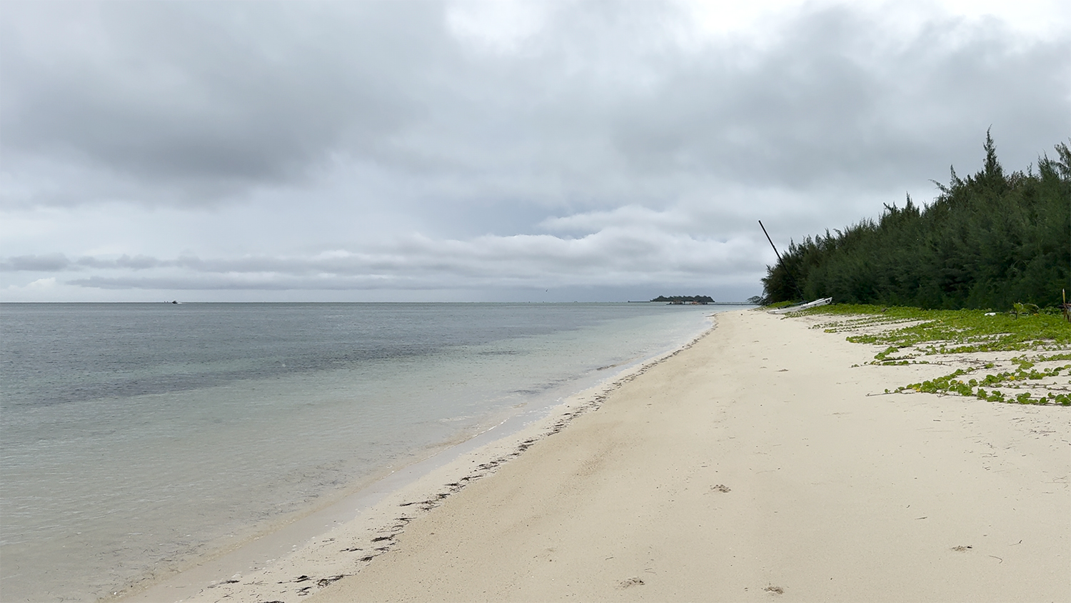 海岸沿いにカメラを回しながら散歩。直前まで豪雨で撮影時は曇天、海の青さもイマイチと残念な天候ではあったが、同時期の東京よりも気温は低く過ごしやすかった。南の彼方、サイパンより暑い東京って……