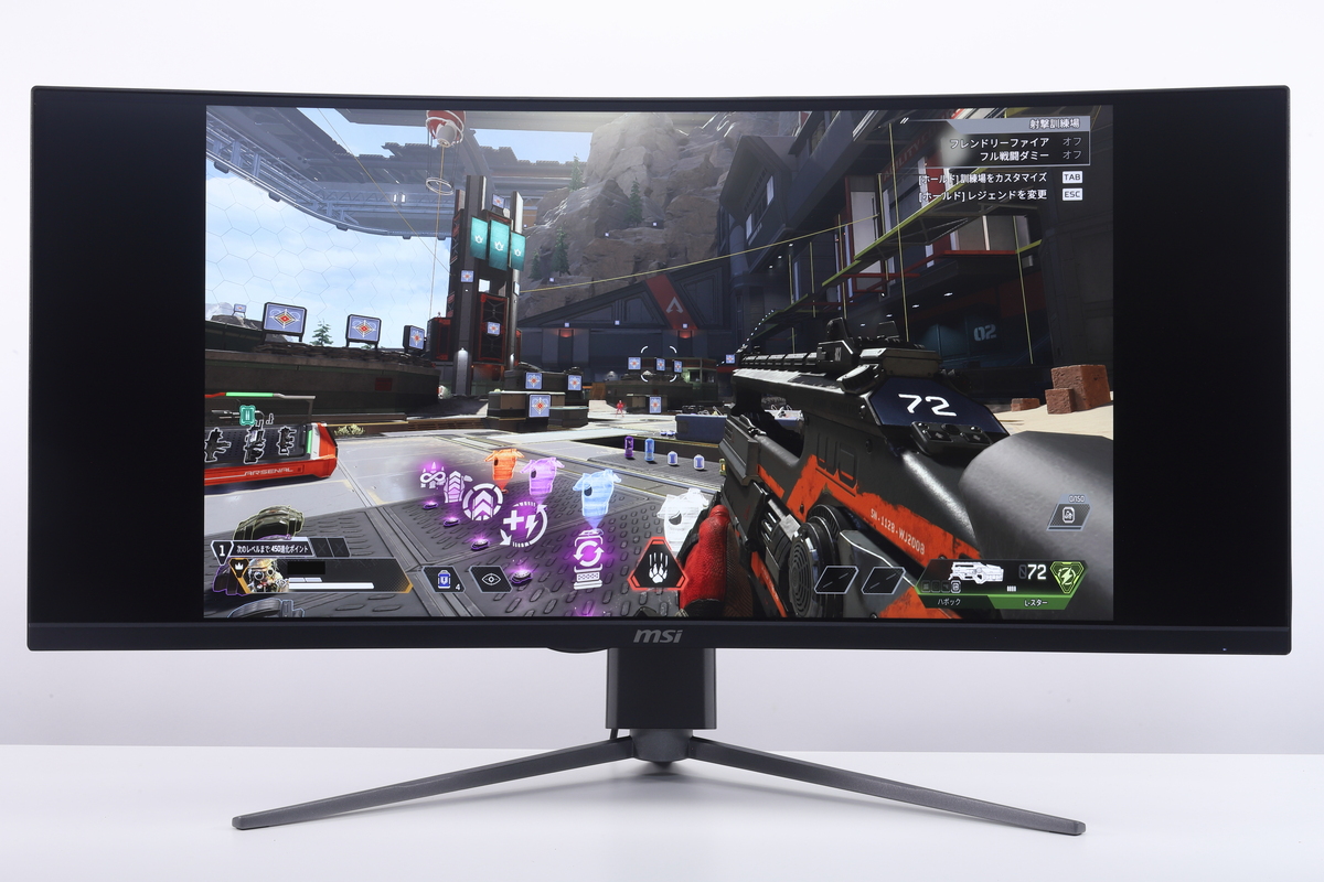 アスペクト比16：9のWQHD(2,560×1,440ドット)表示。両サイドに黒帯が表示されるが、240Hz駆動は可能