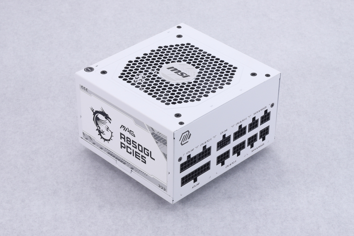 容量850Wで600W対応PCIe 16ピンを備えるMSIの80PLUS Gold認証電源「MAG A850GL PCIE5 WHITE」