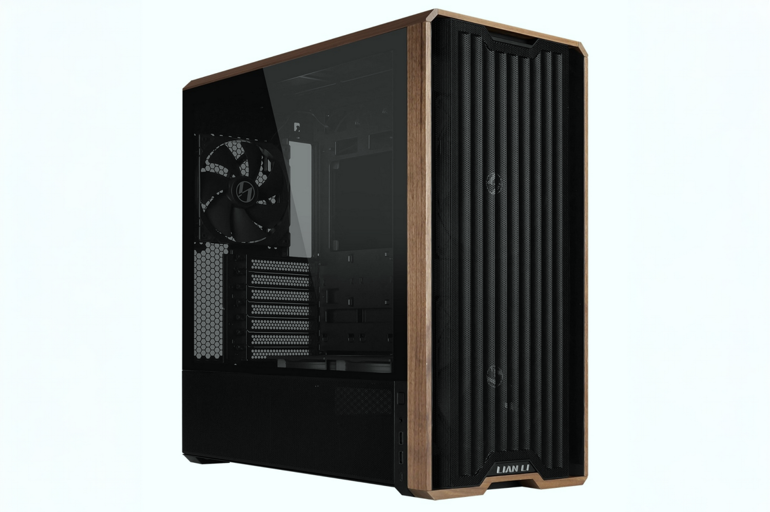 ブラックモデルでは色みの濃いウォールナット材を使用