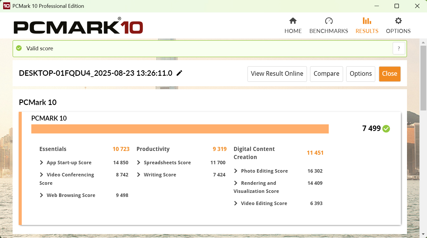 PCMark 10 Standardの結果