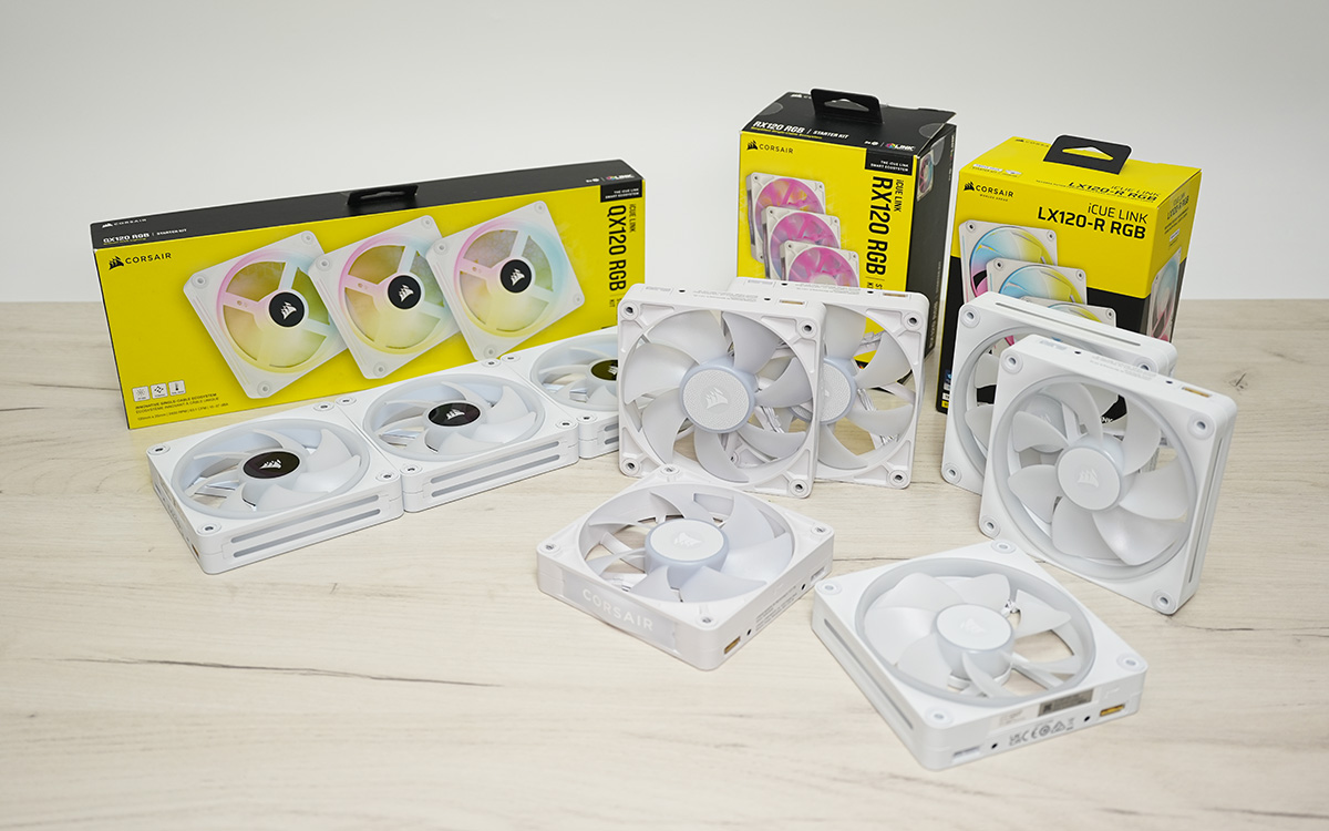 筆者手持ちのファン。筆者のようにCORSAIRのATXケース「iCUE 5000X RGB」などを使用しているユーザーであればiCUE LINK対応ファンは結構な数を持っていたりするのでは……これを移植するとコストが抑えられます