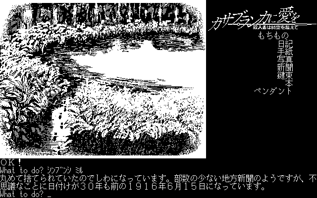 いくつかの場面ではアイテムを見つけることができるのですが、手に入れた本を読んだり、回りを調べることで手に入れられるものもあるため注意が必要です。