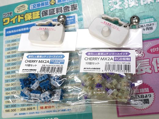 Cherry様★ 新品 ジグセット ※変更→4点 バックライト対応の「Cherry MX2A RGB 紫軸/Northern Light軸」10個
