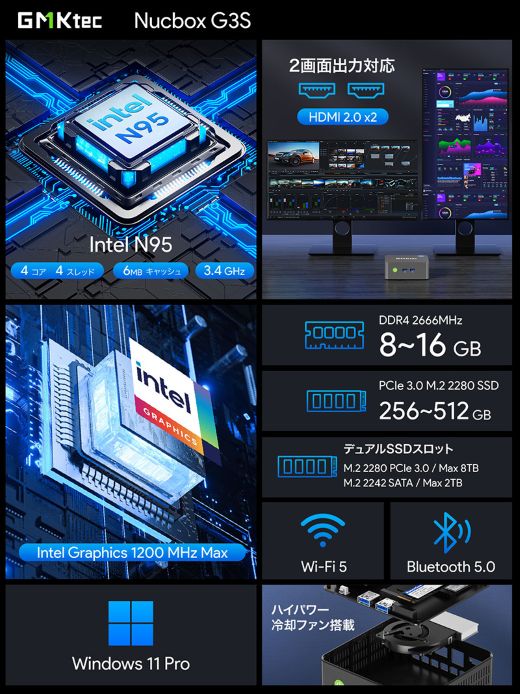 Intel N95搭載のミニPC「GMKtec Nucbox G3S」が店頭入荷 - AKIBA PC