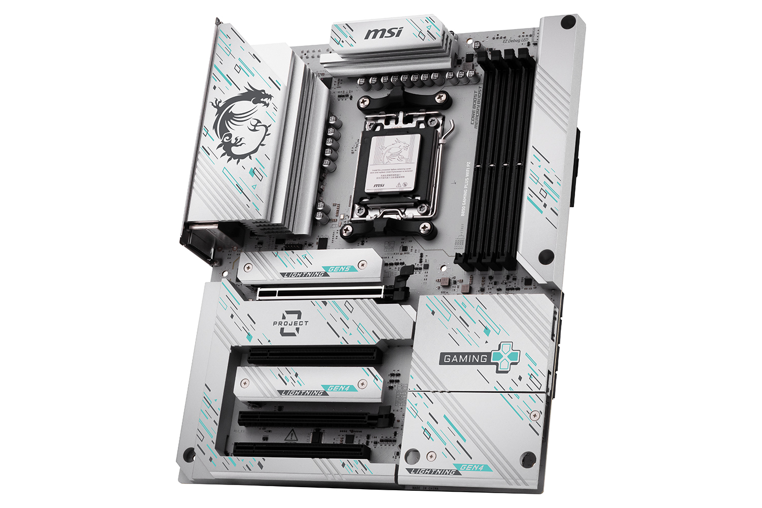 AMD Ryzen向けのミドルレンジマザーボードとしては「B850 GAMING PLUS WIFI PZ」が発売中。グリーンの差し色が入り、TOMAHAWKよりも若干ポップな印象も受ける