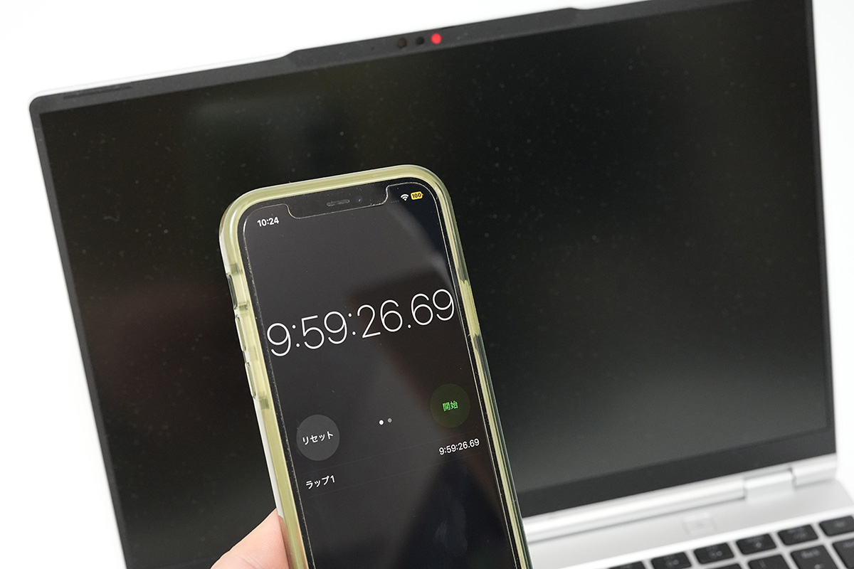 バッテリーが残り3%を切った時点でPCはシャットダウン、最終的な稼働時間は9時間59分