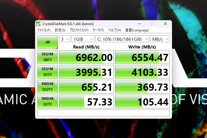 シーケンシャルアクセスの速度は7GB/s近い速度