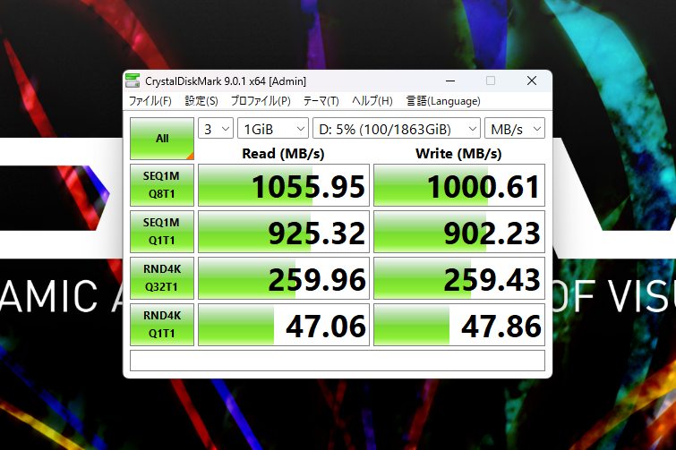 USB 3.2 Gen2接続時のベンチマーク
