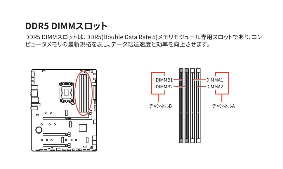 MSI Z890 TOMAHAWK WIFIのメモリレイアウト図