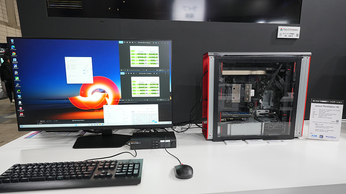 Inter BEE 2025のSamsung/ITGマーケティング共同出展ブースでは、今年もSamsung製SSDで構築した世界最速級ストレージ搭載のワークステーションのデモが行われていた