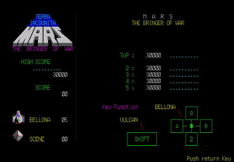 タイトル画面では左上にロゴが、右側にはトップ5の名前と操作方法が表示されていました。