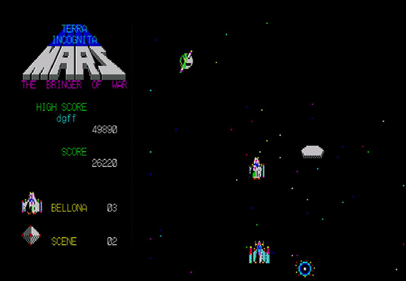 時には、自機の弾を跳ね返す敵シーラが登場します。ただし、出現後に撃破できないと画面下に張り付いて自機を狙い撃ちしてくる敵に対しては、シーラからの跳ね返り弾で倒すしかありません。