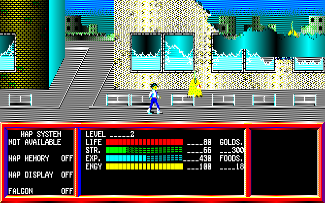 フィールド上には敵がうろついていますので、戦いたくなければ通路の上下移動をうまく使って回避することが可能でした。もちろん、新たな場所へ移動すれば敵も手強くなります。