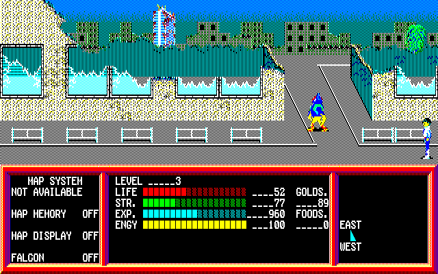 フィールド上には敵がうろついていますので、戦いたくなければ通路の上下移動をうまく使って回避することが可能でした。もちろん、新たな場所へ移動すれば敵も手強くなります。