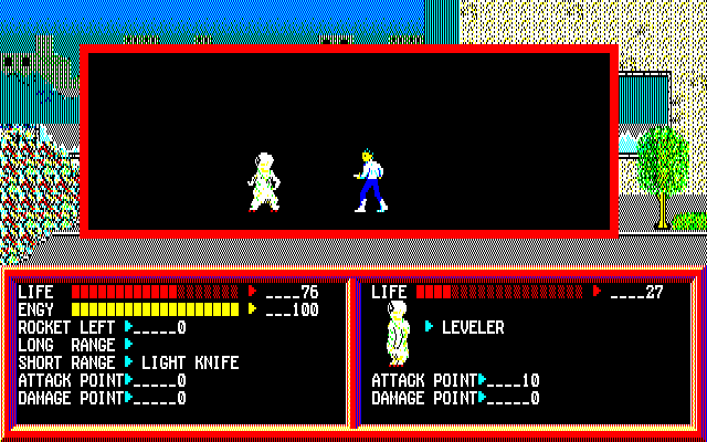 戦闘シーンはアクション風味になっていますが、装備さえ整っていれば接敵して攻撃ボタンを叩きまくれば勝てます。遠距離攻撃をゲットすれば、威力は弱いものの離れた場所から撃つのが安全。ただし、そればかりを繰り返すと防具の熟練度が上がらないというデメリットも。