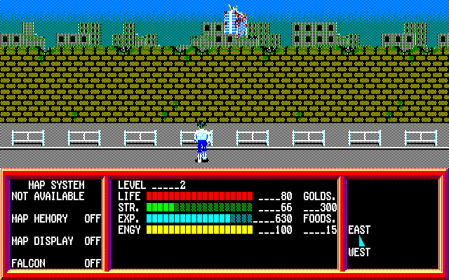 フィールドは、このような感じで描かれていきます。瞬間表示ではないため描画速度は若干気になりますが、建物裏の通路まで見えるのが便利なところ。