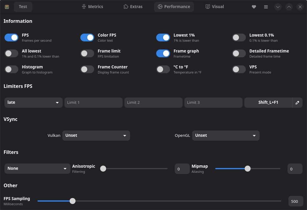 フレームレートも平均値だけでなく下位1パーセンタイル点なども表示可能