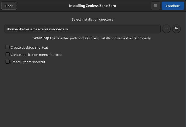 インストール先の指定。前述のGamesフォルダーがここで輝くのだ(たいしたことではないが……)