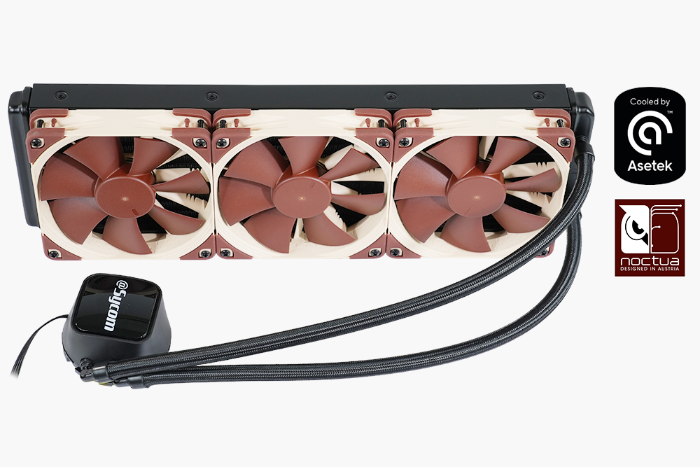 CPU用の360mm水冷クーラー。ASETEKの360mm水冷ユニット「636S-M2」にNoctuaの冷却ファン「NF-F12 PWM」を搭載している