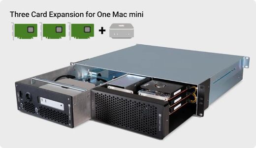 2台のMac mini 2024+を組み込める2Uラックマウントシステム、PCIe