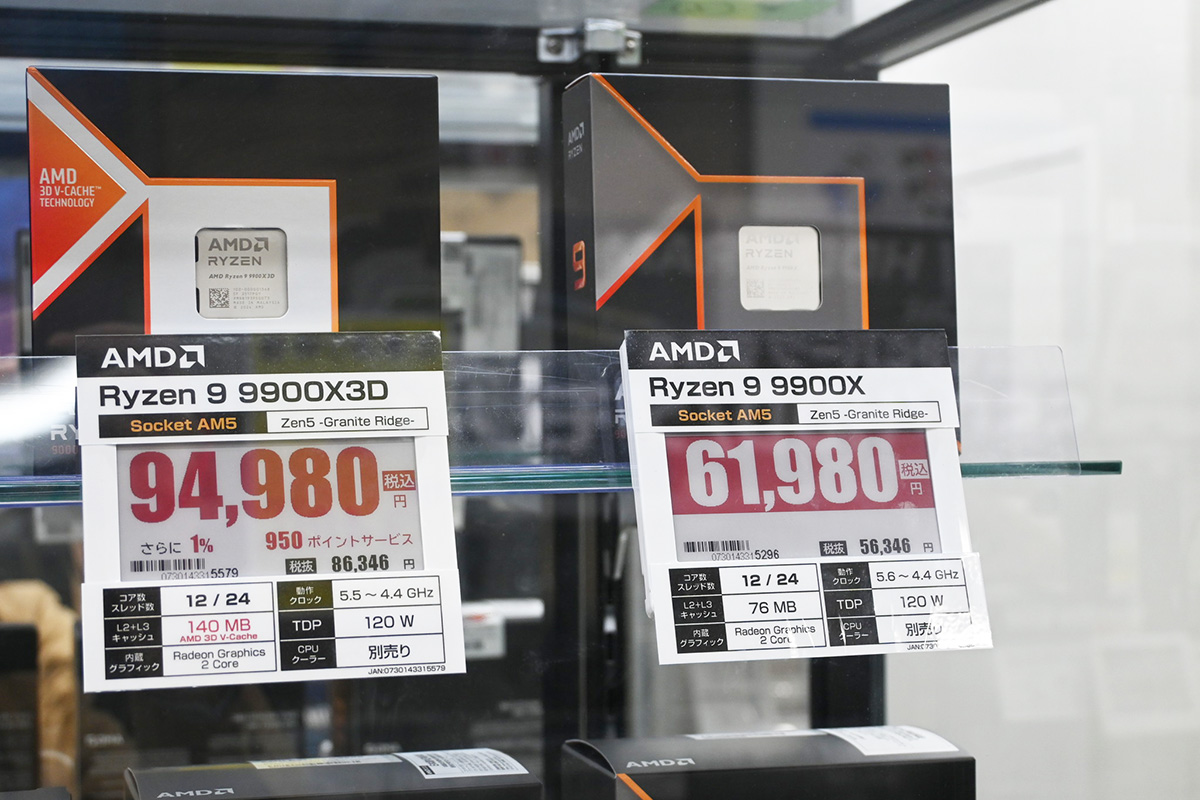 「Ryzen 9 9900X」が61,980円(12月20日撮影)