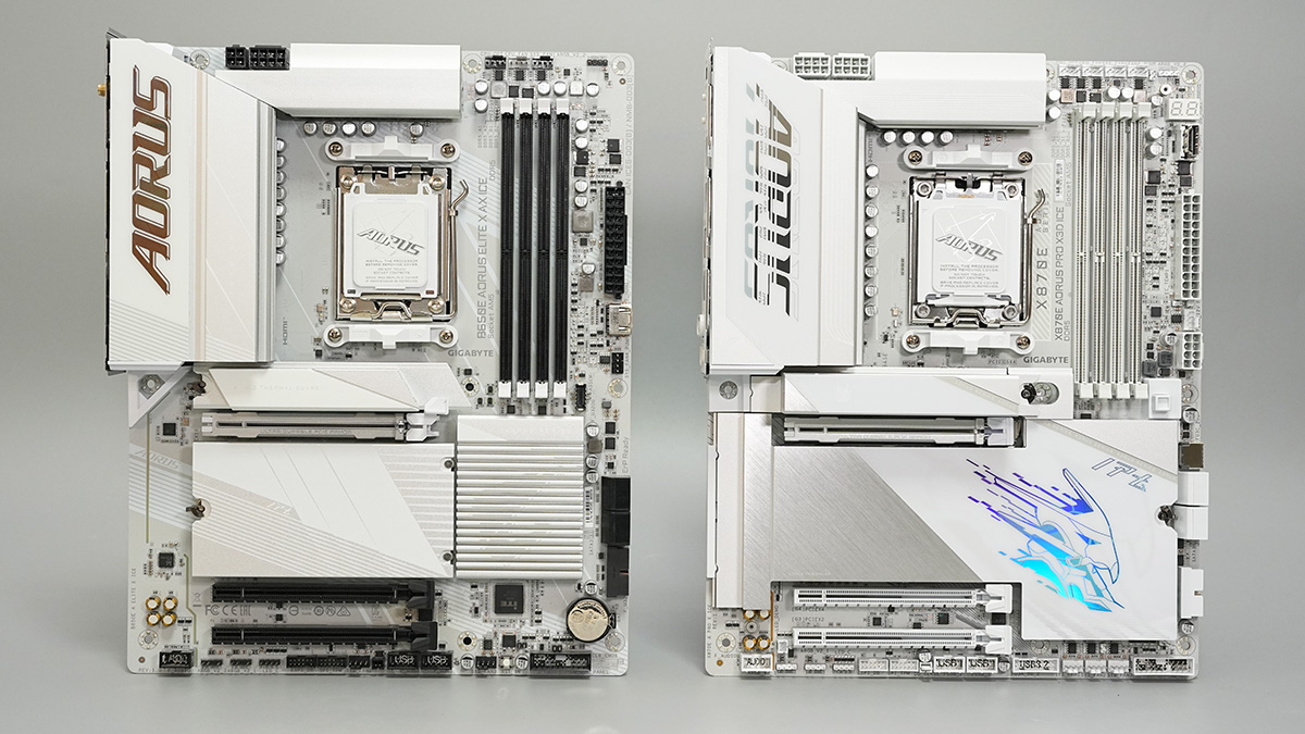 B650E AORUS ELITE X AX ICEとX870E AORUS PRO X3D ICEを比較