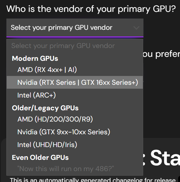 Bazziteのインストールイメージをダウンロードする際は、メインで利用するGPUのアーキテクチャーを指定する必要がある。これにより最適なGPUが導入されたOSイメージが手に入るのだが、異なるアーキテクチャーのGPUドライバは含まれない、という意味にもなる