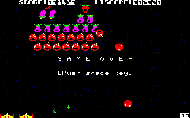 タイトル画面は用意されていません。ロードが終わるとこの画面になり、スペースキーを押すとゲームが始まりました。