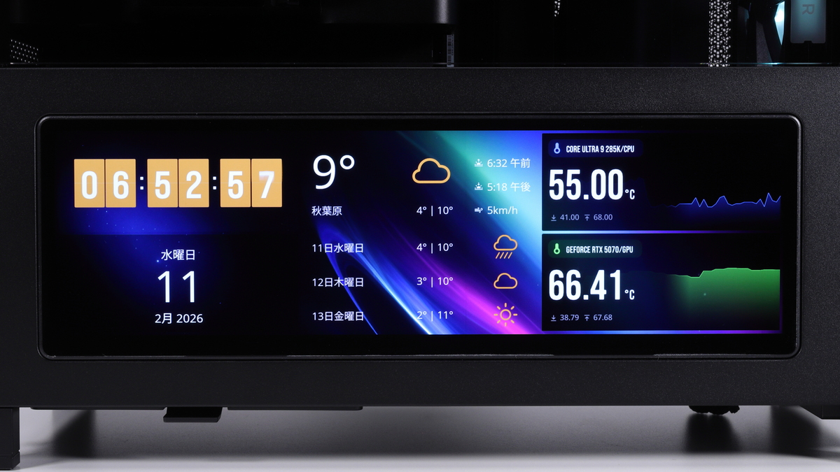 iCUEで選択したウィジェットが表示される、表示内容のカスタムもしやすい