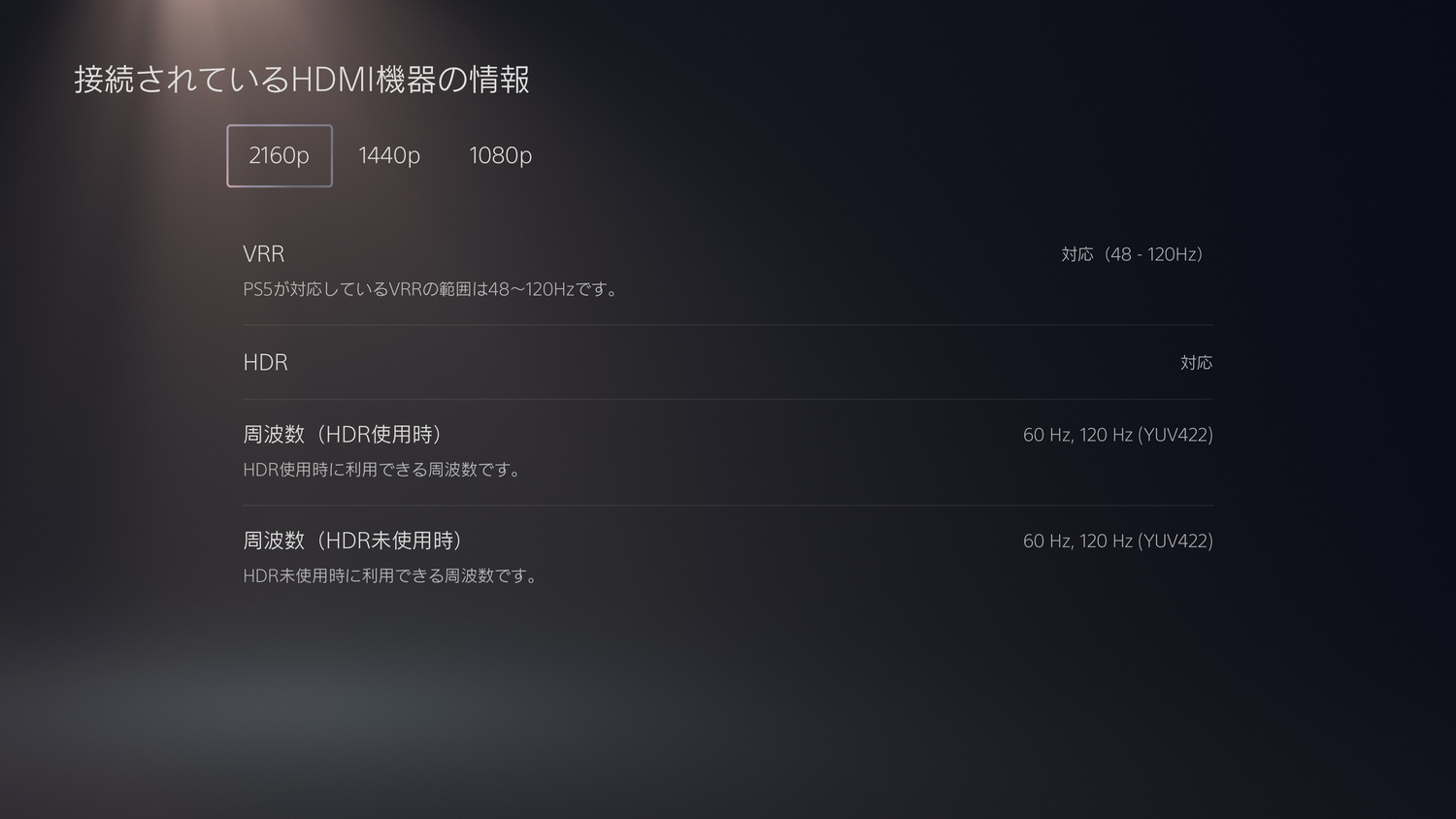 PS5の4K出力、120Hz駆動、VRR、HDRに対応