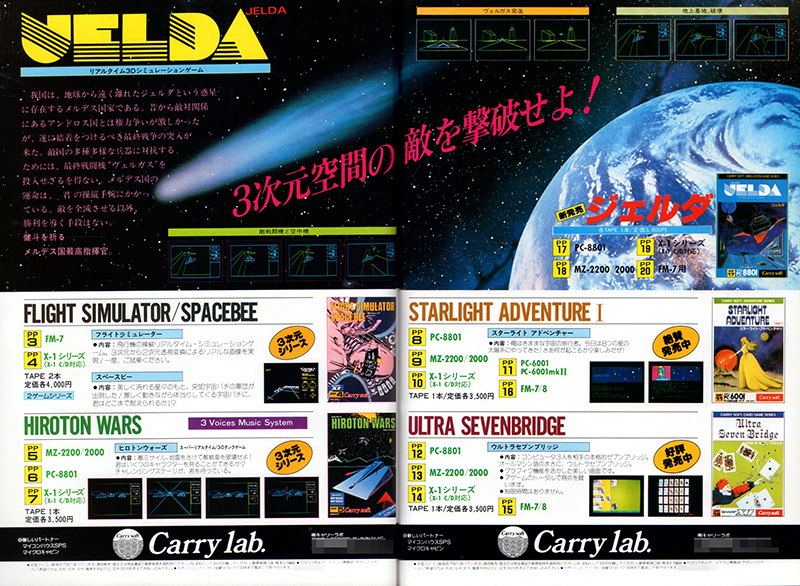 1983年12月号のパソコン雑誌に「3次元空間の敵を撃破せよ！」とのキャッチコピーで広告を掲載して、新発売をアピールしていました。通し番号はPP17-20でしたが、シリーズの最初となったPP1は『フライトシミュレーター』ともう1本のセットでした。