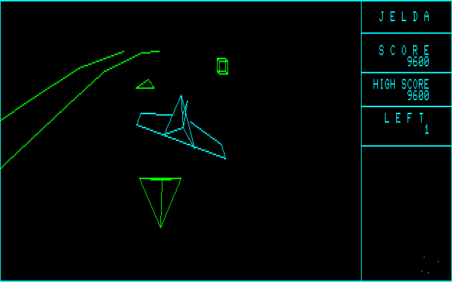 BGMもなにも流れない静かな中を自機が進んでいくと、前方に敵が出現します。空中であればミサイル、地上物には爆弾を当てて破壊していきましょう。