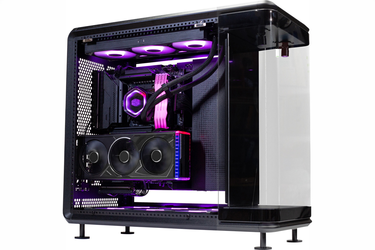 写真左から、PanoramaおよびStage Mirror(Cooler Masterの広報資料より)。ホコリ汚れを避けたければPanoramaがベスト。ミラーによる展示演出の効果もなかなかおもしろい