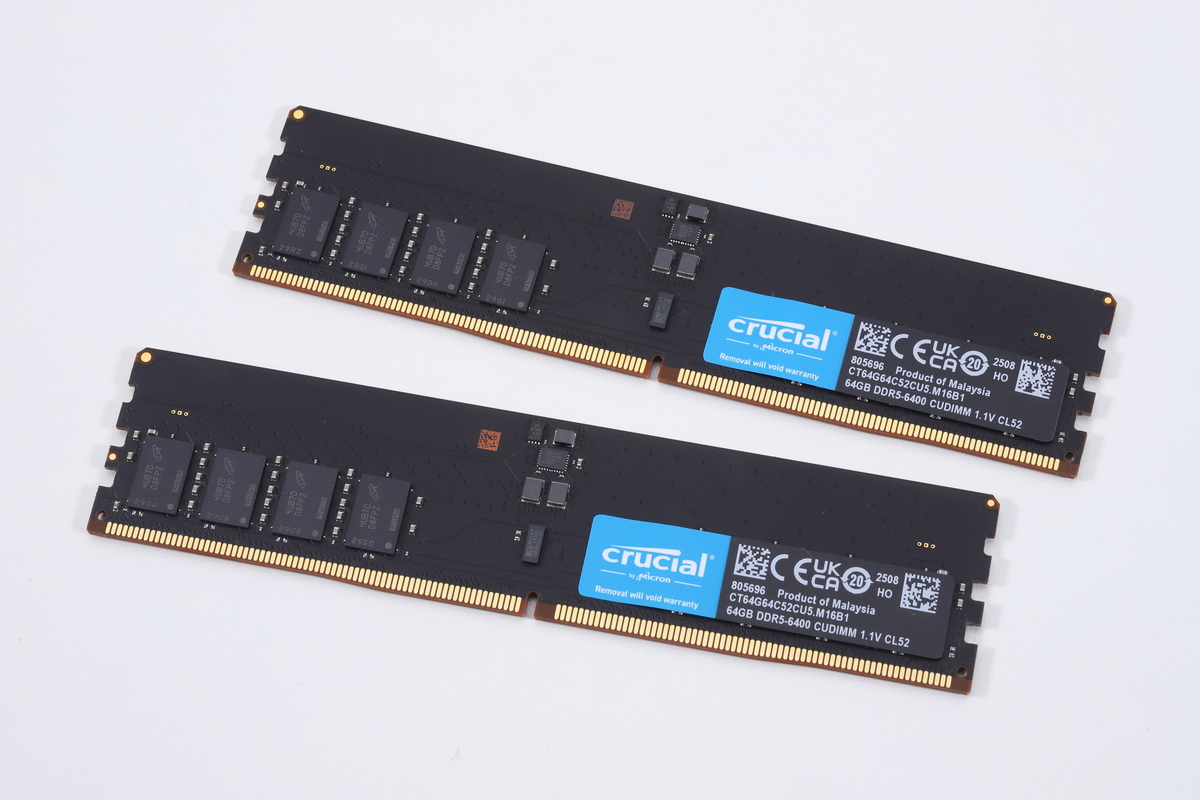 CrucialのDDR5-6400対応64GB CUDIMM×2枚組「CT2K64G64C52CU5」