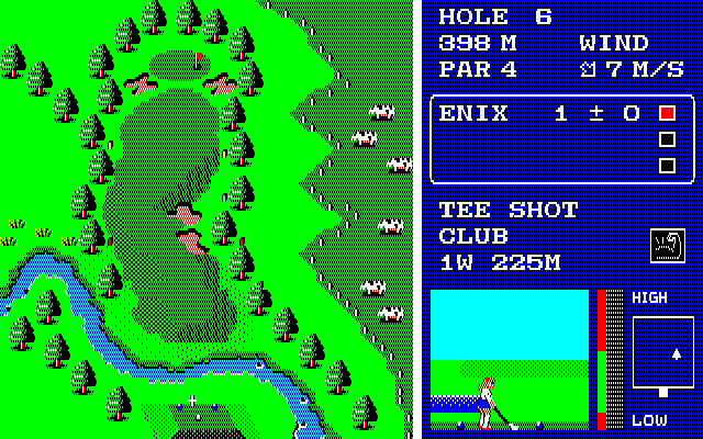 ショットオペレーションは5キーで決定するごとにアイコンが随時変わっていくので、マニュアルを読まなくても直感的にわかります。四角い枠が表示される部分では、左右でボールの飛ぶ方向、上下でパワーの強弱調整となっています。