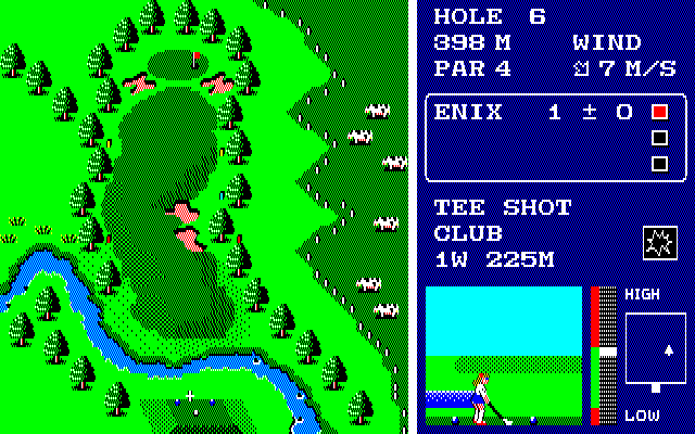 ショットオペレーションは5キーで決定するごとにアイコンが随時変わっていくので、マニュアルを読まなくても直感的にわかります。四角い枠が表示される部分では、左右でボールの飛ぶ方向、上下でパワーの強弱調整となっています。