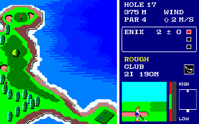 ボールの挙動やコースのリアルさに関しては、それまでに発売されていたゴルフゲームの中でもトップクラスを誇っていました。コースのグラフィックも美しく、当時としては頭一つ飛び出していた感じです。