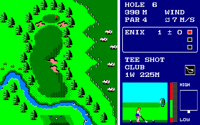 ショットオペレーションは5キーで決定するごとにアイコンが随時変わっていくので、マニュアルを読まなくても直感的にわかります。四角い枠が表示される部分では、左右でボールの飛ぶ方向、上下でパワーの強弱調整となっています。