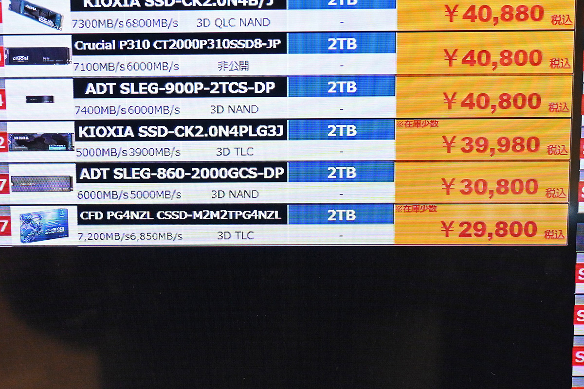 CFD販売「PG4NZL」2TBが29,800円(3月28日撮影)