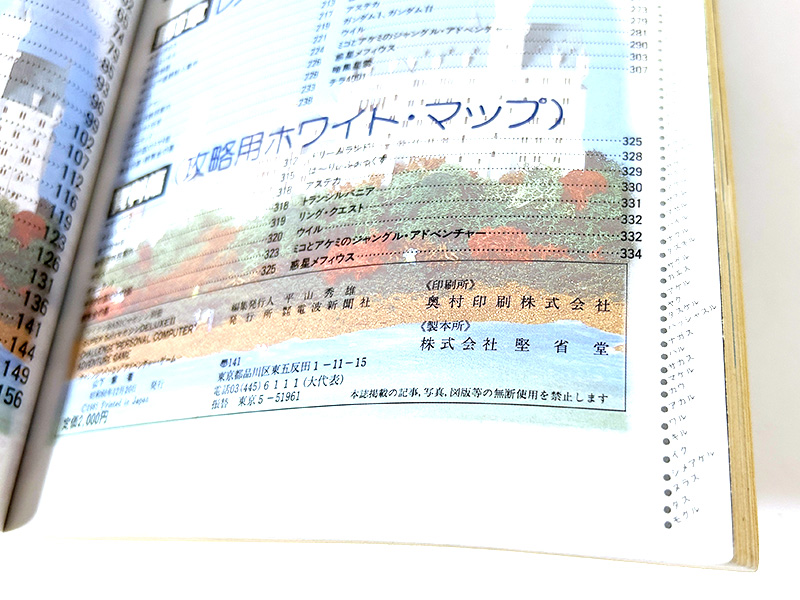 『チャレンジ!!パソコンアドベンチャー・ゲーム』や『チャレンジ!!パソコンA.V.G&R.P.G』では、表紙や目次のページにコマンドリストやマップが載っていたりもしました。