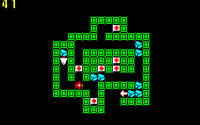 本作は、ゲーム開始時に好きなステージを選んでプレイすることができます。前半ステージと中盤、後半から3つのステージを選んでみましたので、脳内チャレンジでクリアを目指してみてください。1枚目は誘導ミサイルがエミー号から何マス離れた時に現れるかを表していて、2枚目がスタート地点からそのマス目分移動して誘導ミサイルが登場した時点での写真です。