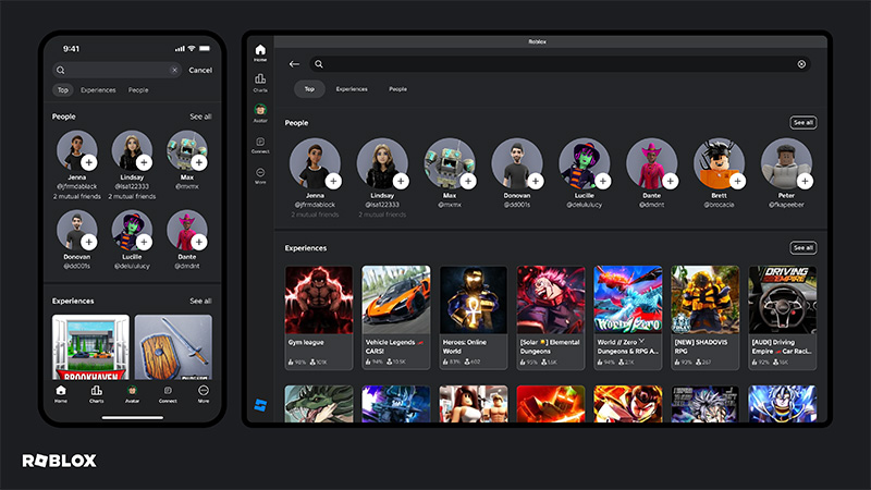 Robloxのホーム画面